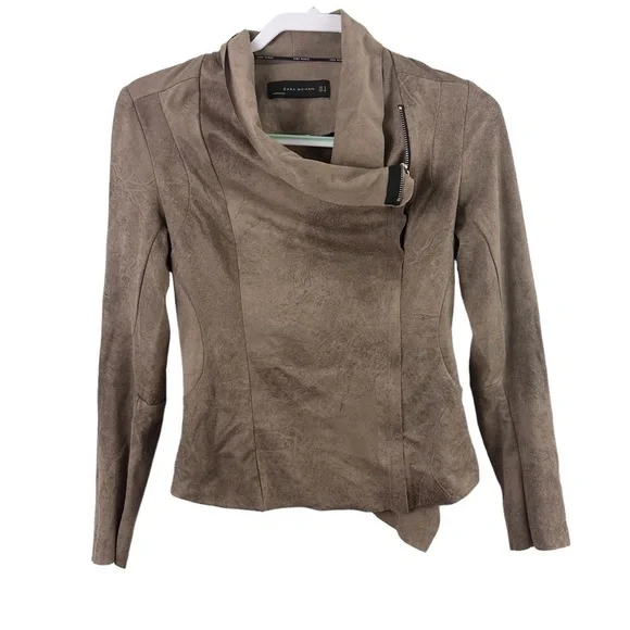Zara Faux Suede Leather Moto Jacket - Picture 11 of 12